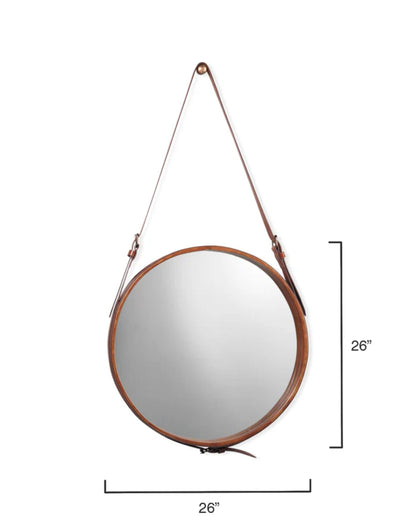 Round Mirror, Large, Brown