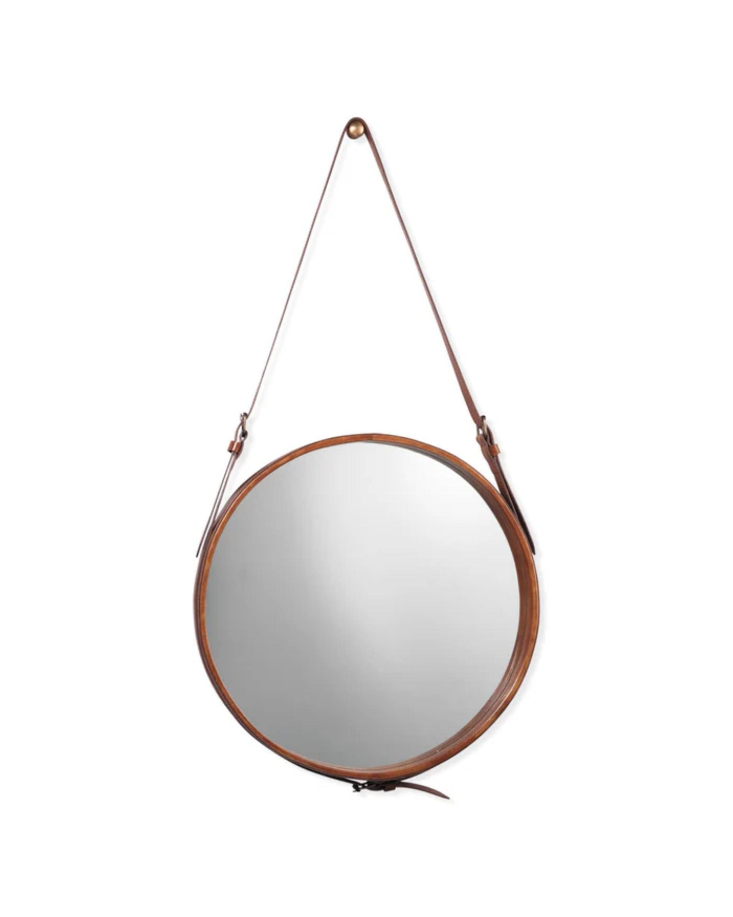 Round Mirror, Large, Brown