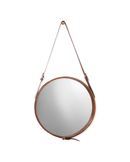 Round Mirror, Large, Brown