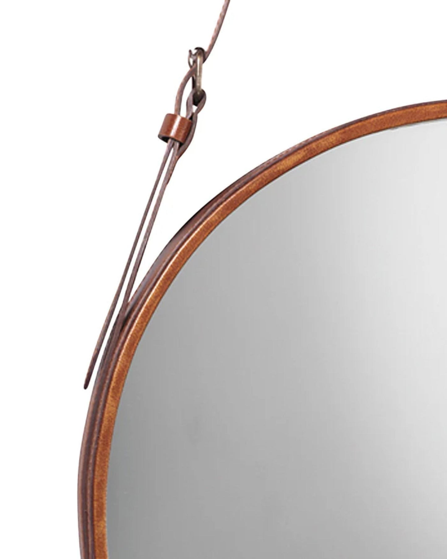 Round Mirror, Large, Brown