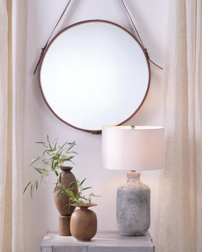 Round Mirror, Large, Brown