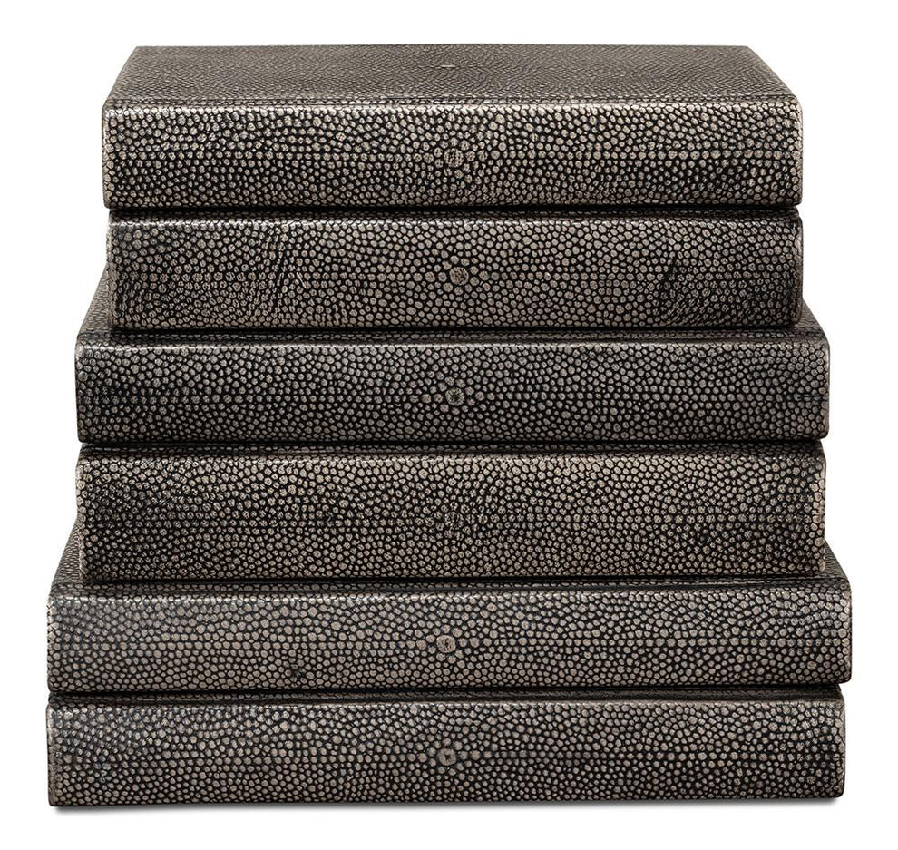Shagreen Books, Set Of 12, Antique Grey