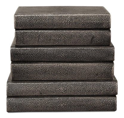 Shagreen Books, Set Of 12, Antique Grey