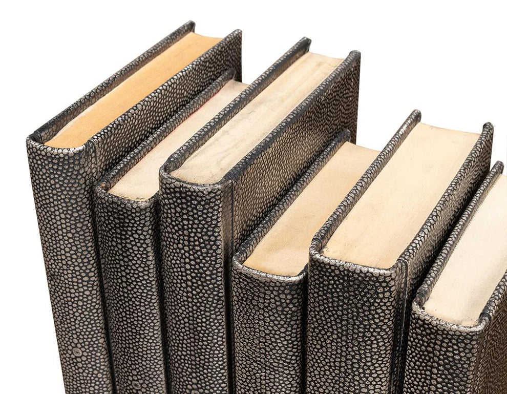 Shagreen Books, Set Of 12, Antique Grey