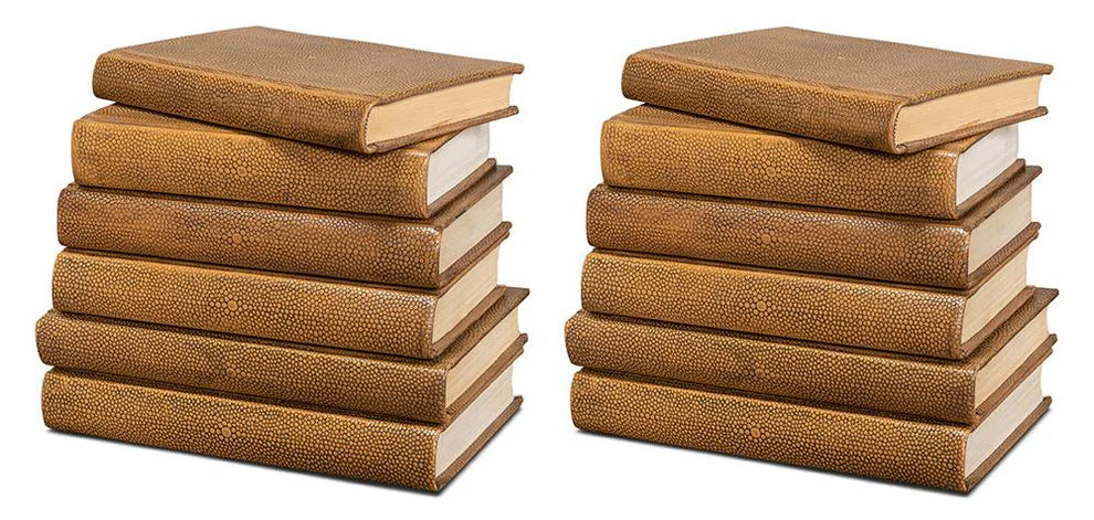 Shagreen Books, Set Of 12, Tawny Brown