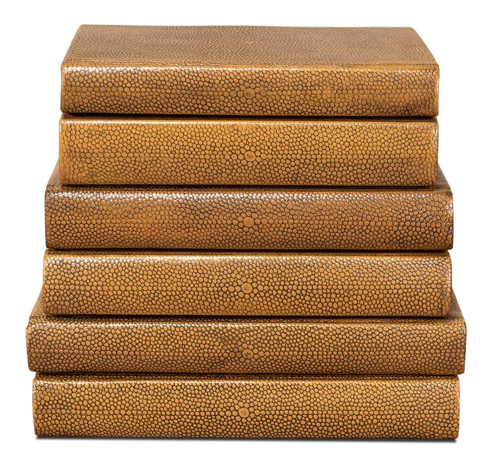 Shagreen Books, Set Of 12, Tawny Brown