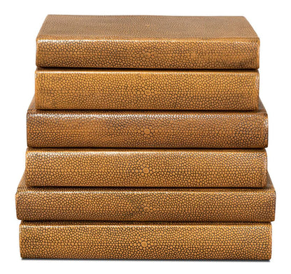 Shagreen Books, Set Of 12, Tawny Brown