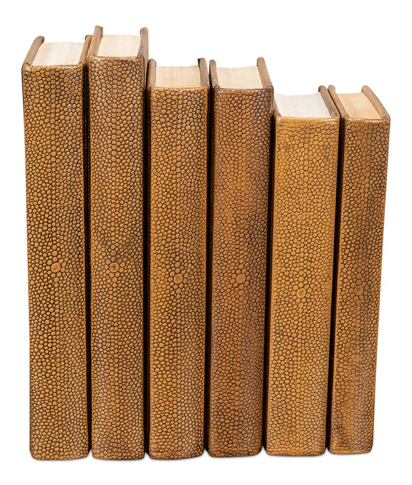 Shagreen Books, Set Of 12, Tawny Brown