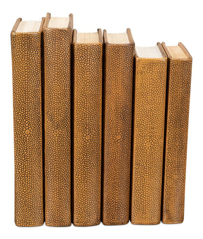 Shagreen Books, Set Of 12, Tawny Brown