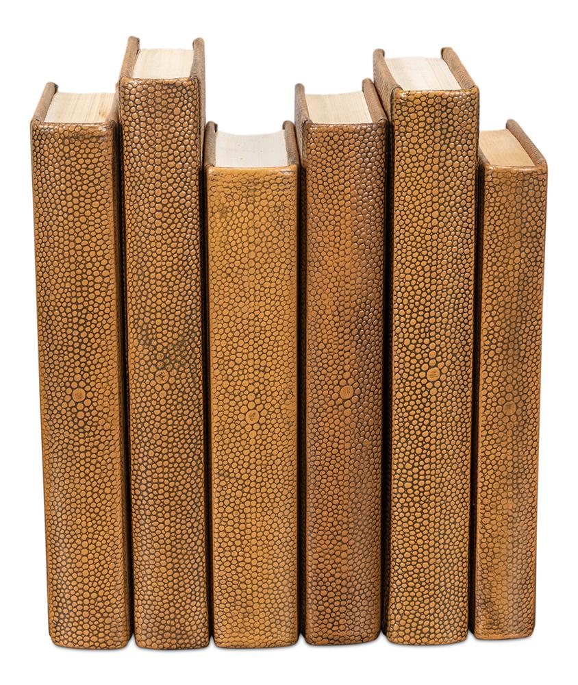 Shagreen Books, Set Of 12, Tawny Brown