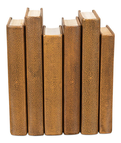 Shagreen Books, Set Of 12, Tawny Brown