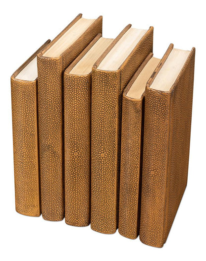 Shagreen Books, Set Of 12, Tawny Brown