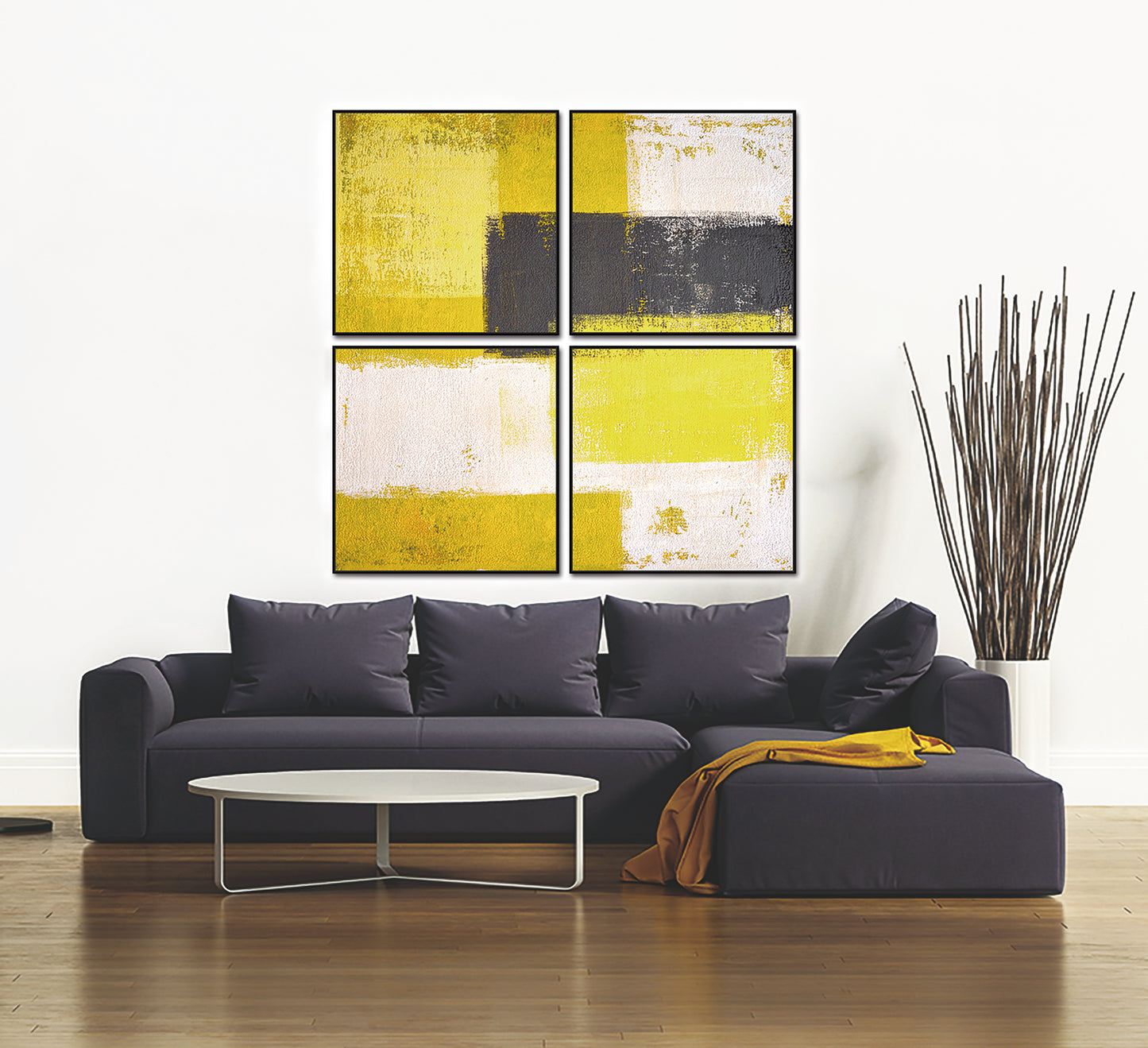 Amarillo Canvas Wall Art -  4-Piece - 28" x 28" (each) - Black PS Frame