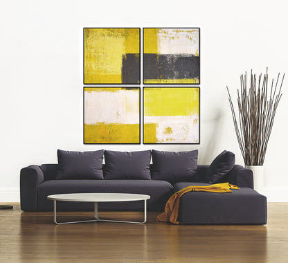 Amarillo Canvas Wall Art -  4-Piece - 28" x 28" (each) - Black PS Frame