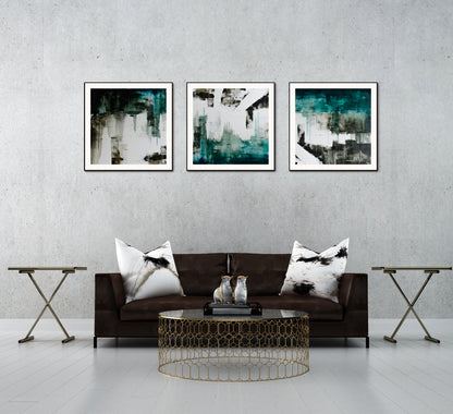 Maia Canvas Wall Art -  3-Piece - 28" X 28" (Each) - Black Ps Frame