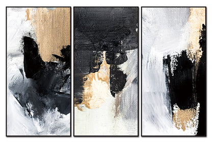 Inez Canvas Wall Art -  3-Piece - 48" X 24" (Each) - Black Ps Frame