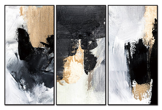 Inez Canvas Wall Art -  3-Piece - 48" X 24" (Each) - Black Ps Frame