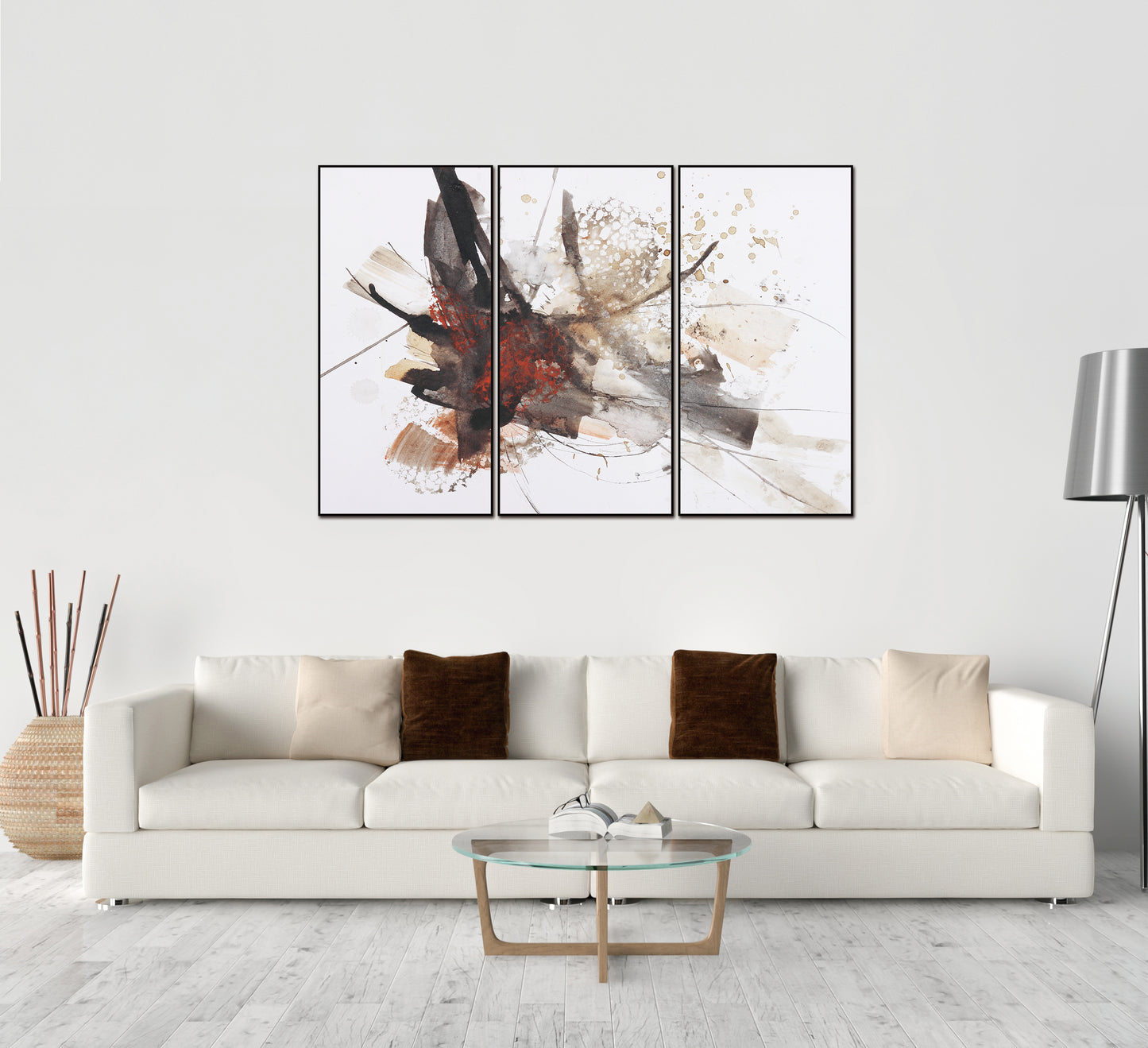 Freya Canvas Wall Art -  3-Piece - 48" X 24" (Each) - Black Ps Frame