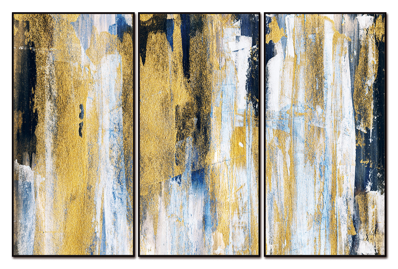 Oro Canvas Wall Art -  3-Piece - 48" X 24" (Each) - Black Ps Frame