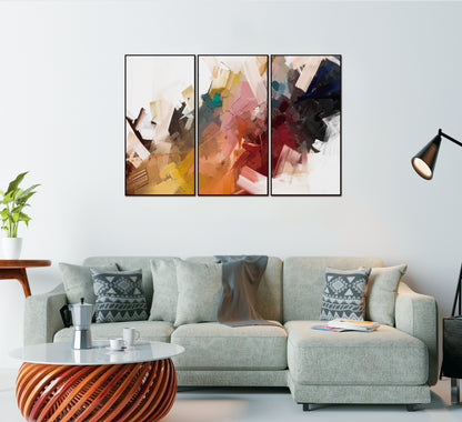 Luz Canvas Wall Art -  3-Piece - 48" X 24" (Each) - Black Ps Frame