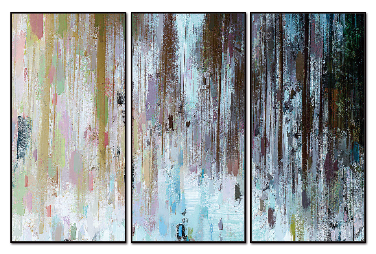 Yoli Canvas Wall Art -  3-Piece - 48" x 24" (each) - Black PS Frame