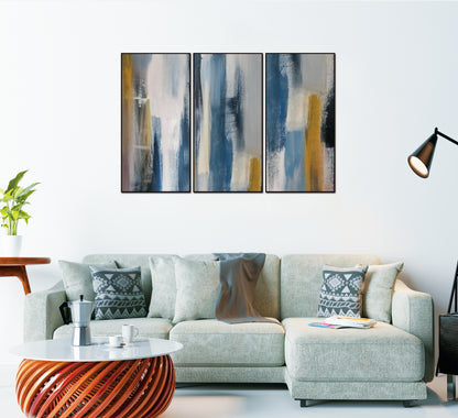 Indie Canvas Wall Art -  3-Piece - 48" X 24" (Each) - Black Ps Frame