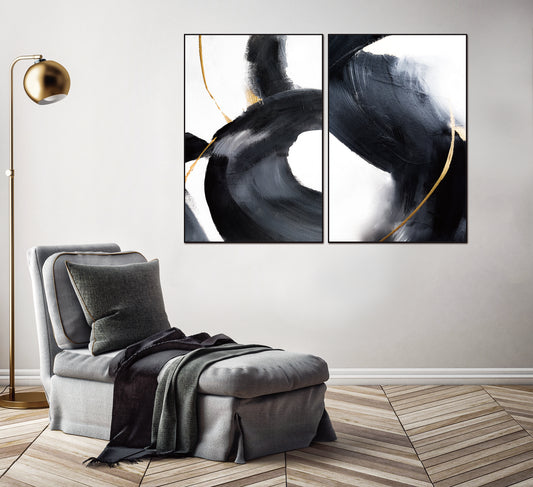Nero Canvas Wall Art -  2-Piece - 40" X 60" (Each) - Black Ps Frame