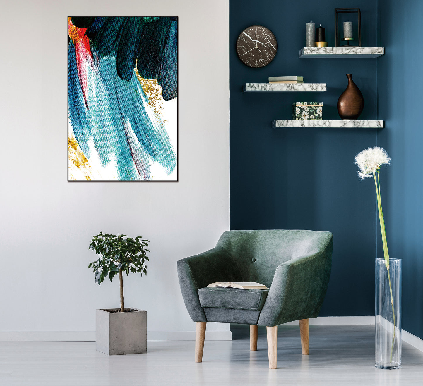 Livia Canvas Wall Art -  48"X32" - Black Ps Frame