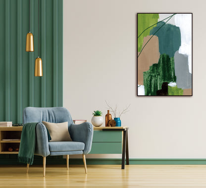 Verda Canvas Wall Art -  48"x32" - Black PS Frame