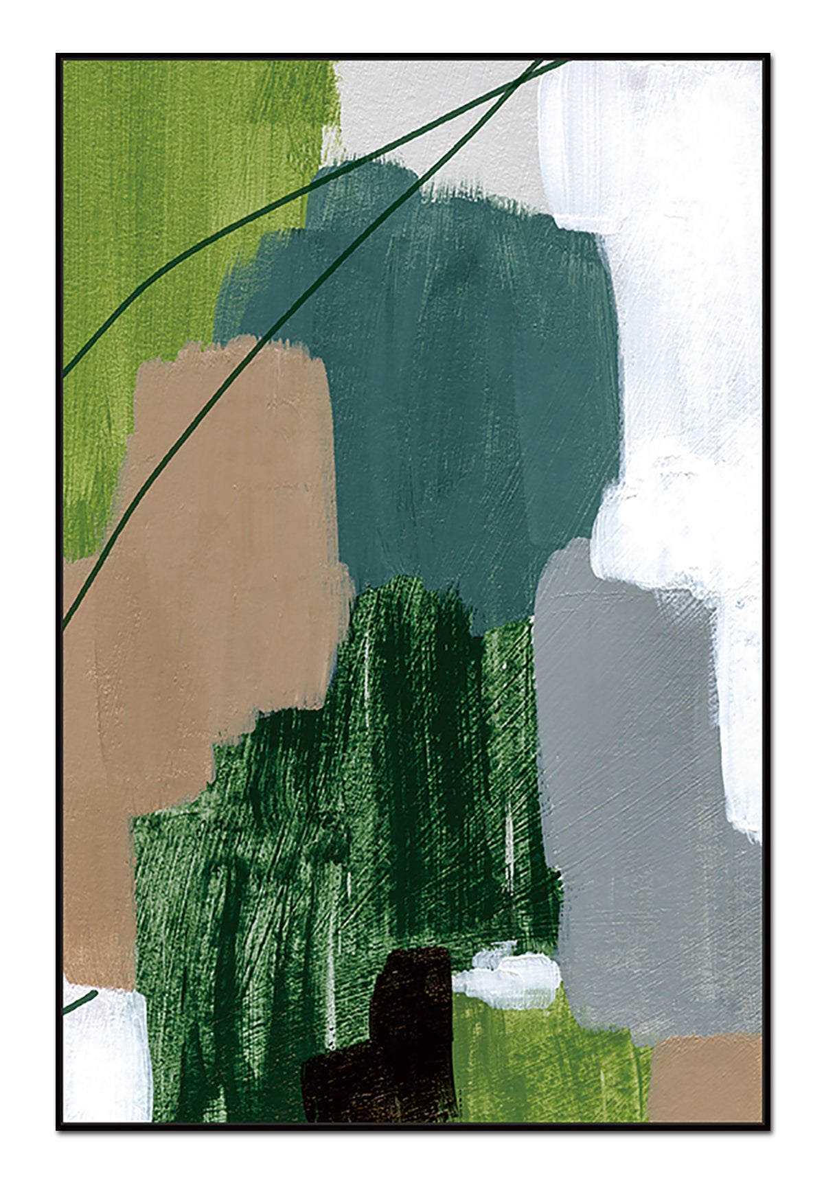 Verda Canvas Wall Art -  48"x32" - Black PS Frame