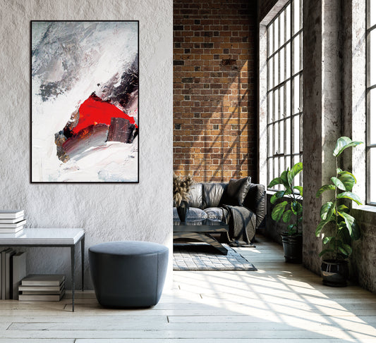 Rojo Canvas Wall Art -  40"x60" - Black PS Frame