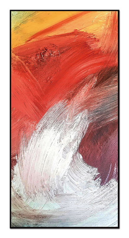 Flame Canvas Wall Art -  48"X24" - Black Ps Frame