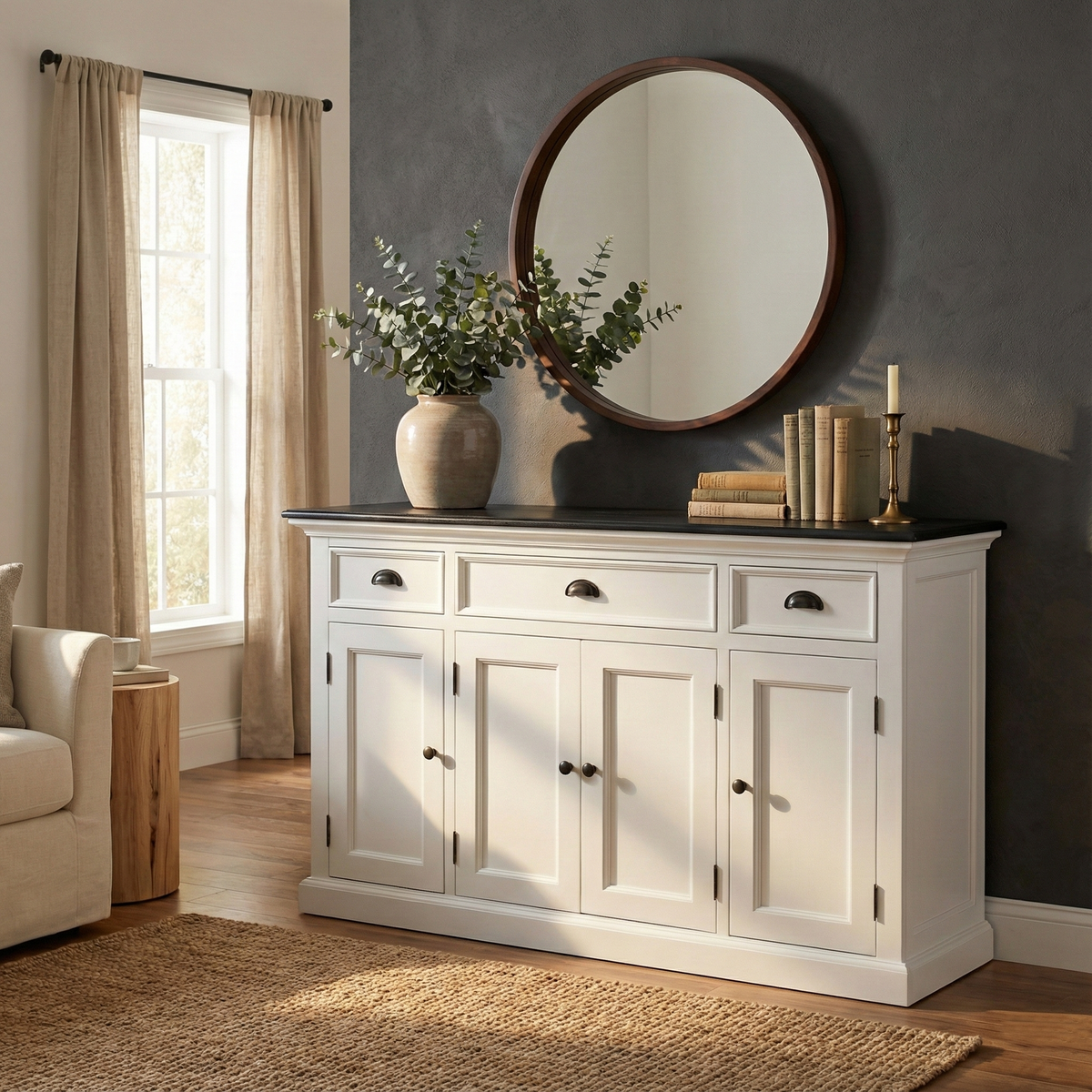 Halifax Contrast Buffet With 4 Doors 3 Drawers