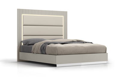 Chloe King Bed - High Gloss Grey & Polished Stainless Steel