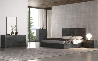 Anna Queen Platform Bed - High Gloss Grey