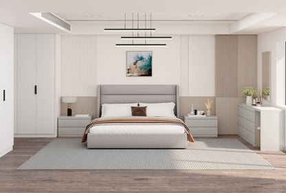 Tokyo Queen Bed - Light Grey