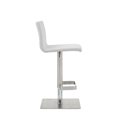 Watson Barstool Adjustable Height White Faux Leather