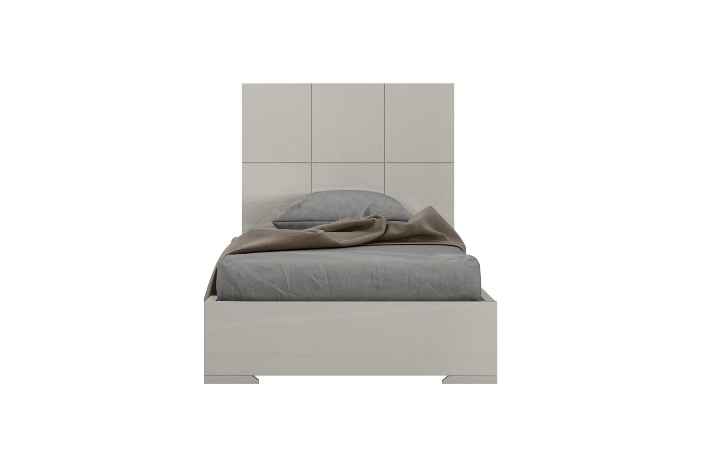 Anna Twin Platform Bed - High Gloss Grey