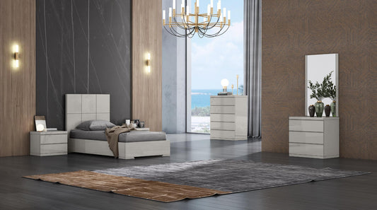 Anna Twin Platform Bed - High Gloss Grey