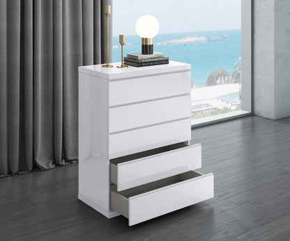 Anna 5-Drawer Chest - High Gloss White