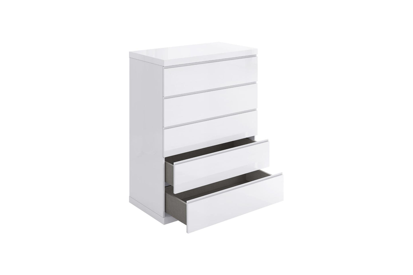 Anna 5-Drawer Chest - High Gloss White