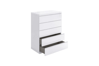 Anna 5-Drawer Chest - High Gloss White