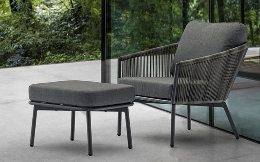 Yarrow Outdoor Chair And Ottoman - Grey