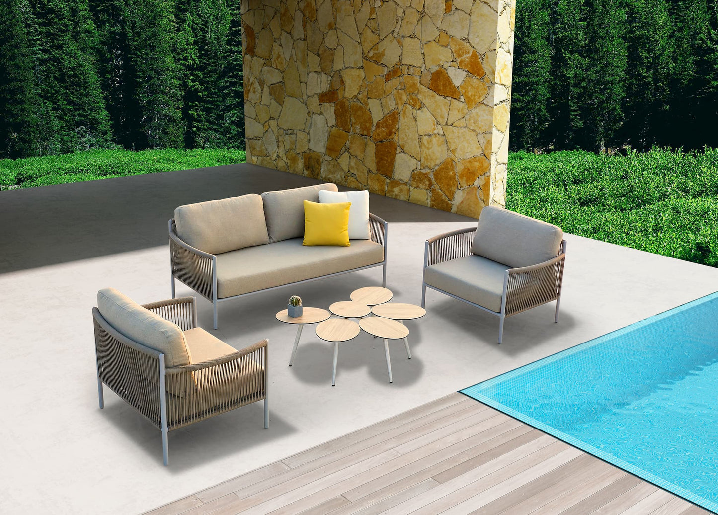 Catalina Outdoor 4-Piece Seating Set in Taupe