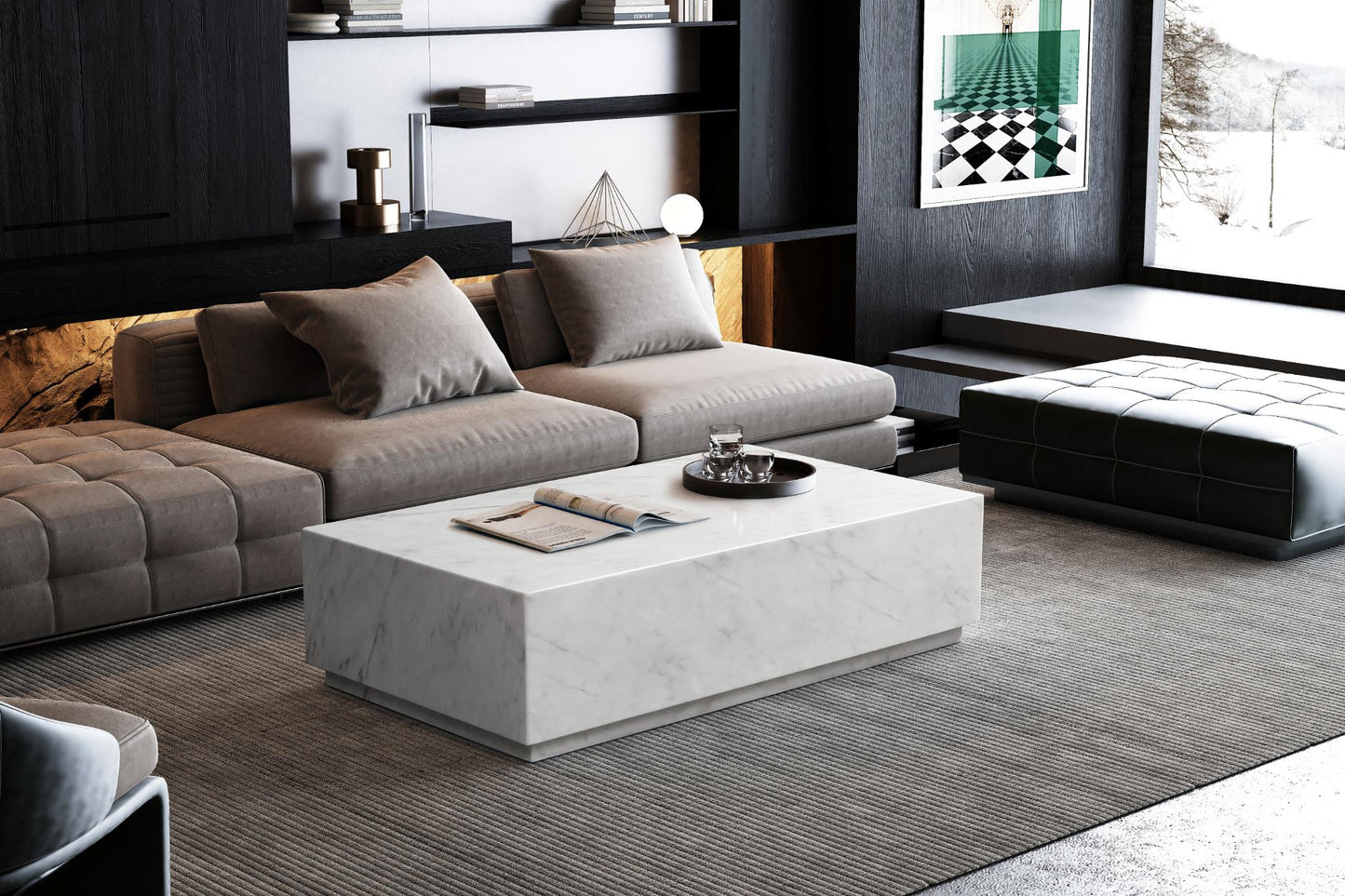 Iris 51" Round White Marble Coffee Table