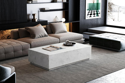 Iris 51" Round White Marble Coffee Table