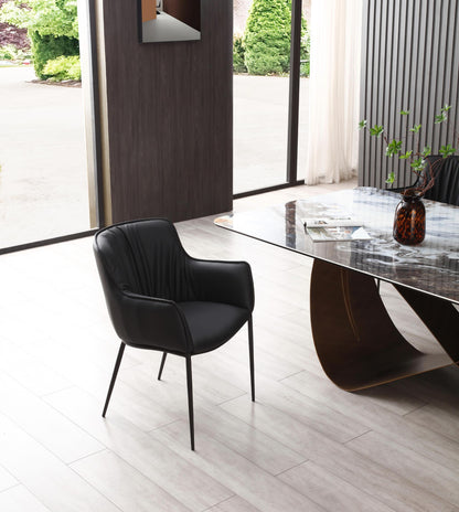 Tiffany Black Eco-Leather Dining Armchair