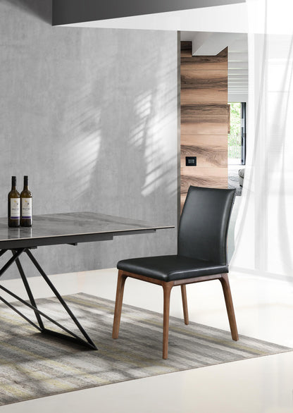 Stella Walnut and Black Faux Leather Dining Chair