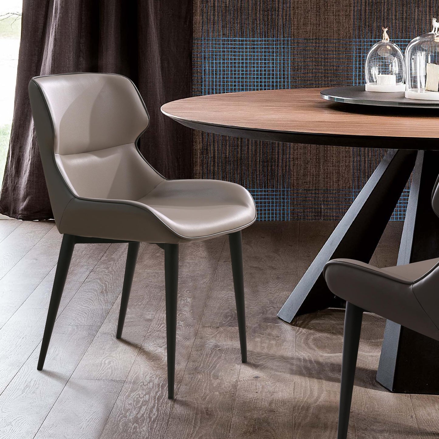 Morocco Light/Dark Grey Faux Leather Dining Chair