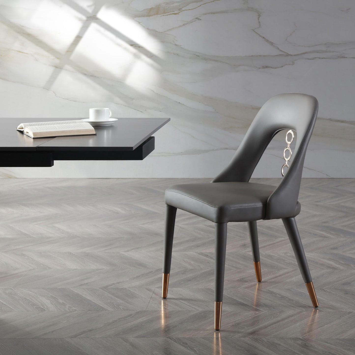 Liza Dark Grey & Rose Gold Dining Chai